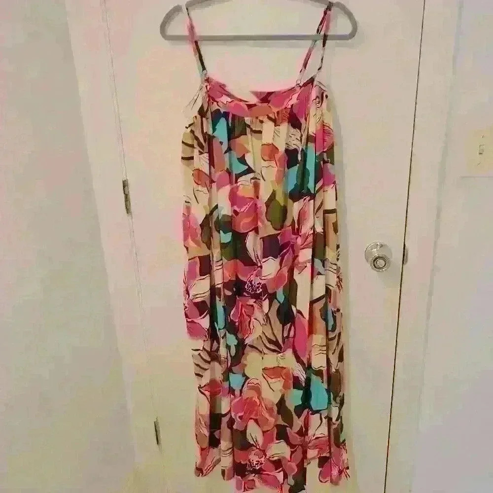 Lascana colorful gorgeous flowy soft maxi dress tank adjustable sz 38 ladies 8